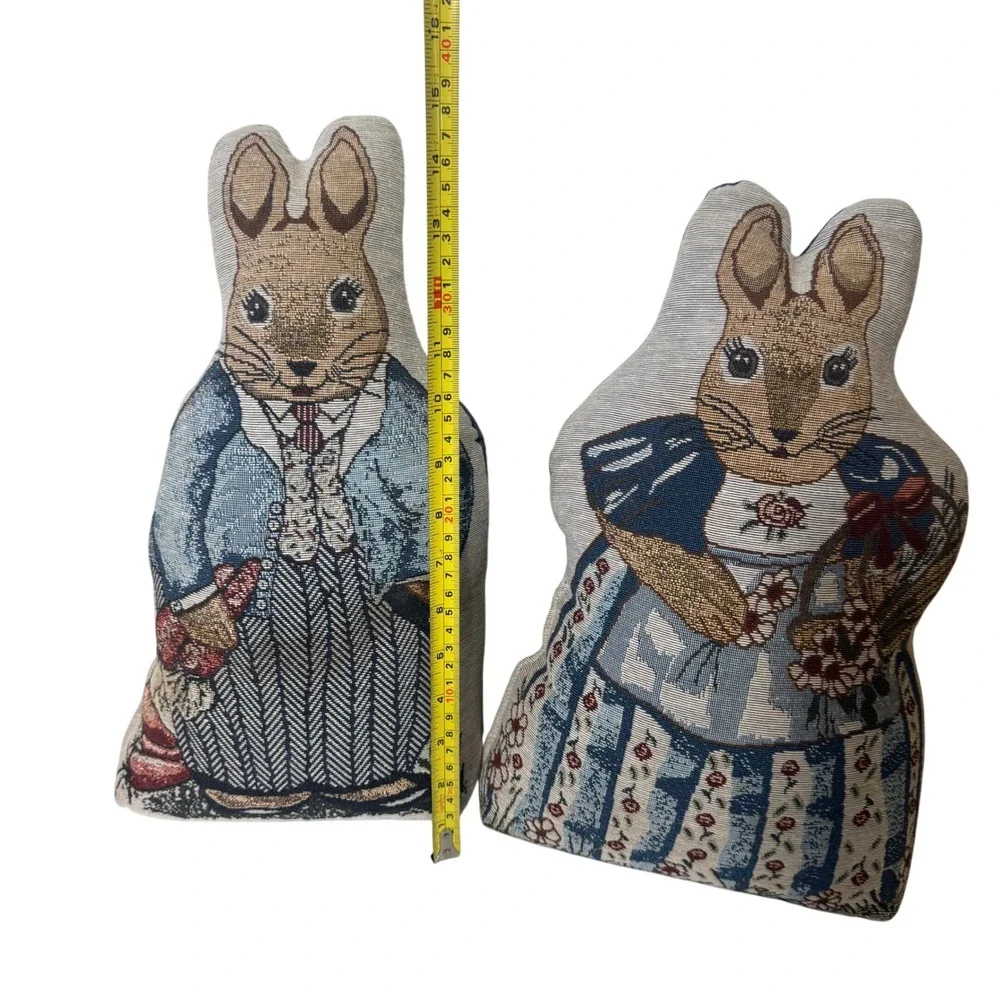 Vintage Beatrix Potter Peter Rabbit & Mrs. Rabbit-Bunny Doorstop Nursery Pair